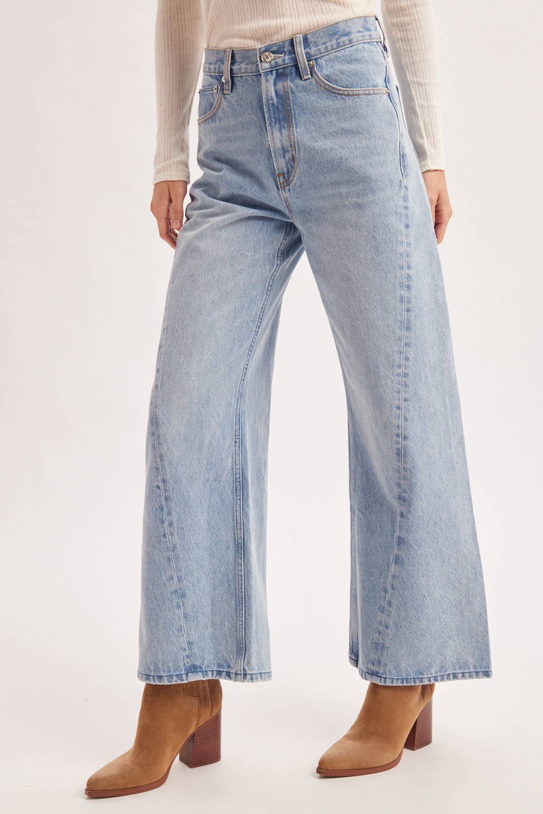 Seam-Front Wide-Leg Trouser Denim