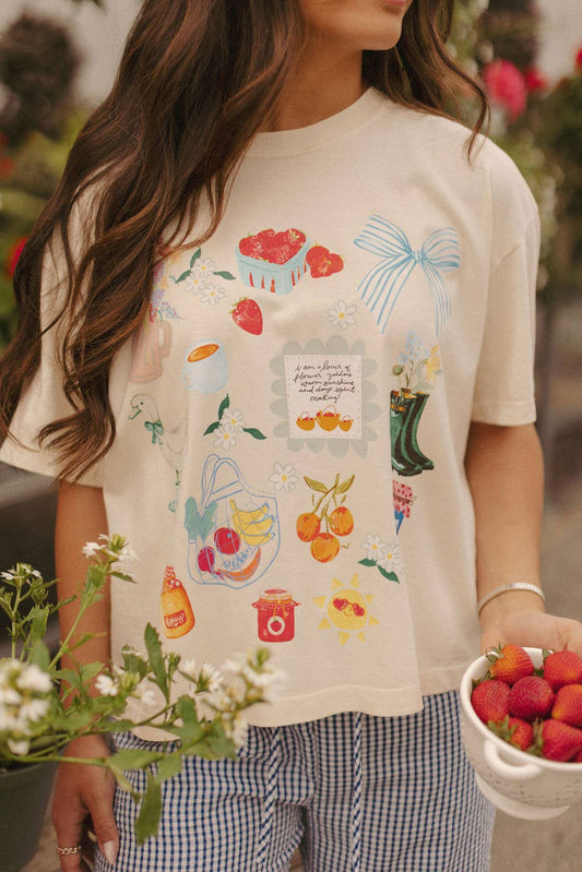 Summer Collage Mid Crop Graphic Tee
