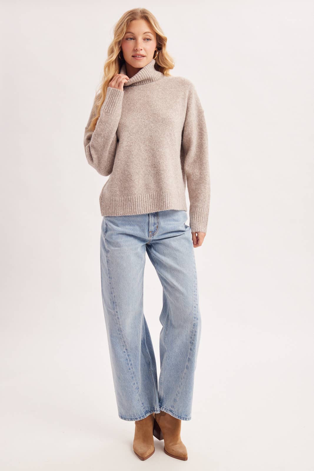 Seam-Front Wide-Leg Trouser Denim