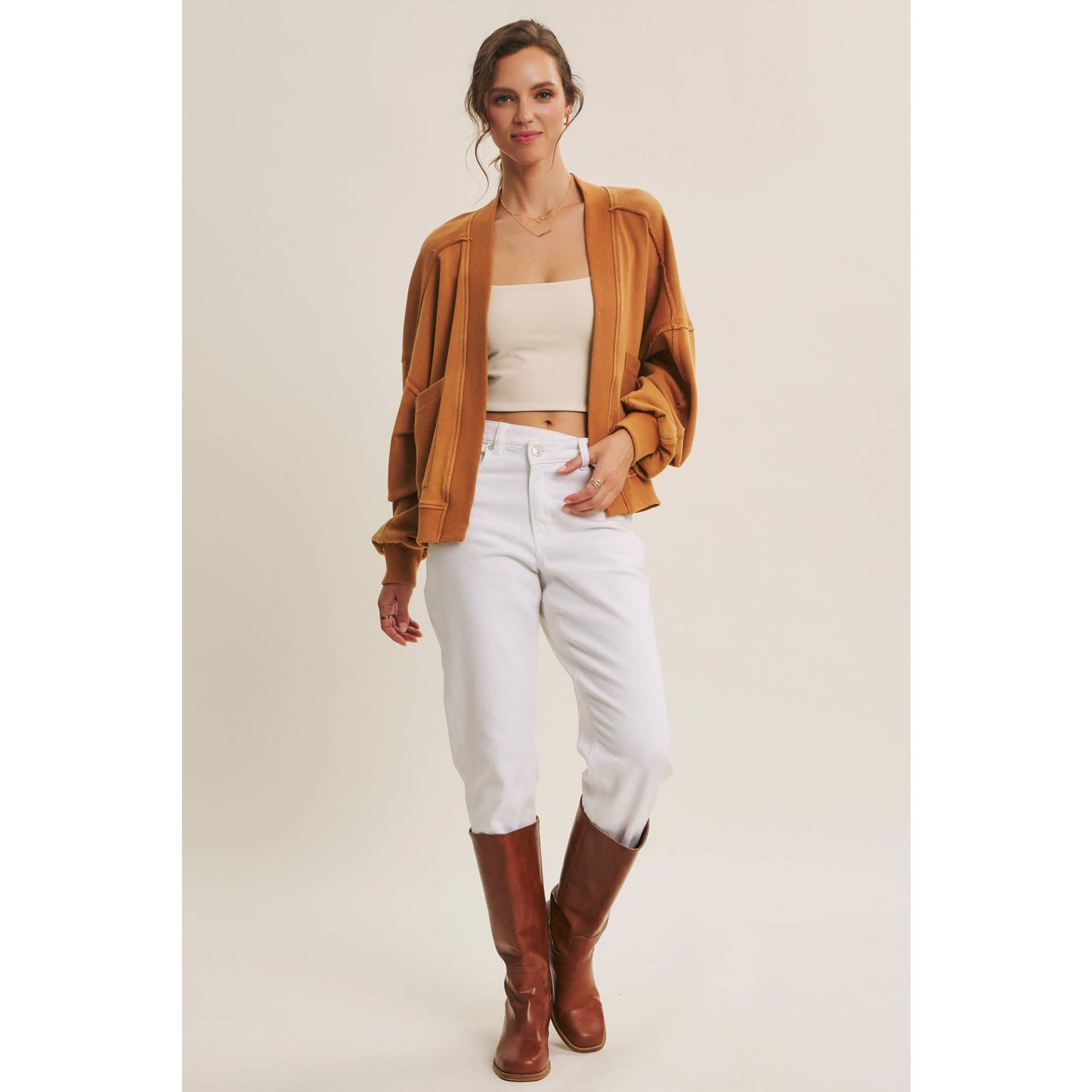 Cozy Mineral-Washed French Terry Cardigan