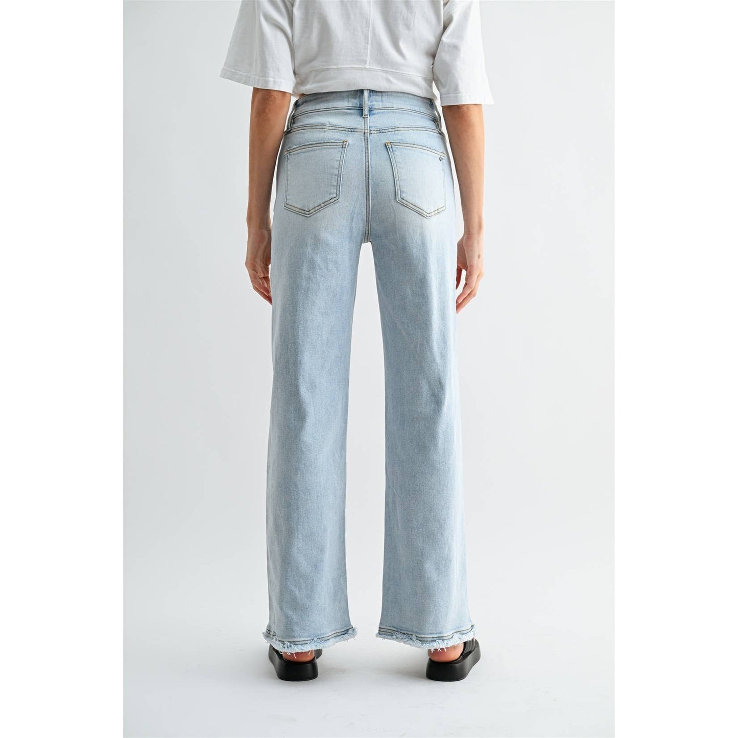 High-Rise Wide Leg Raw Hem