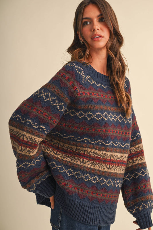 Fair Isle Thick Knit Sweater