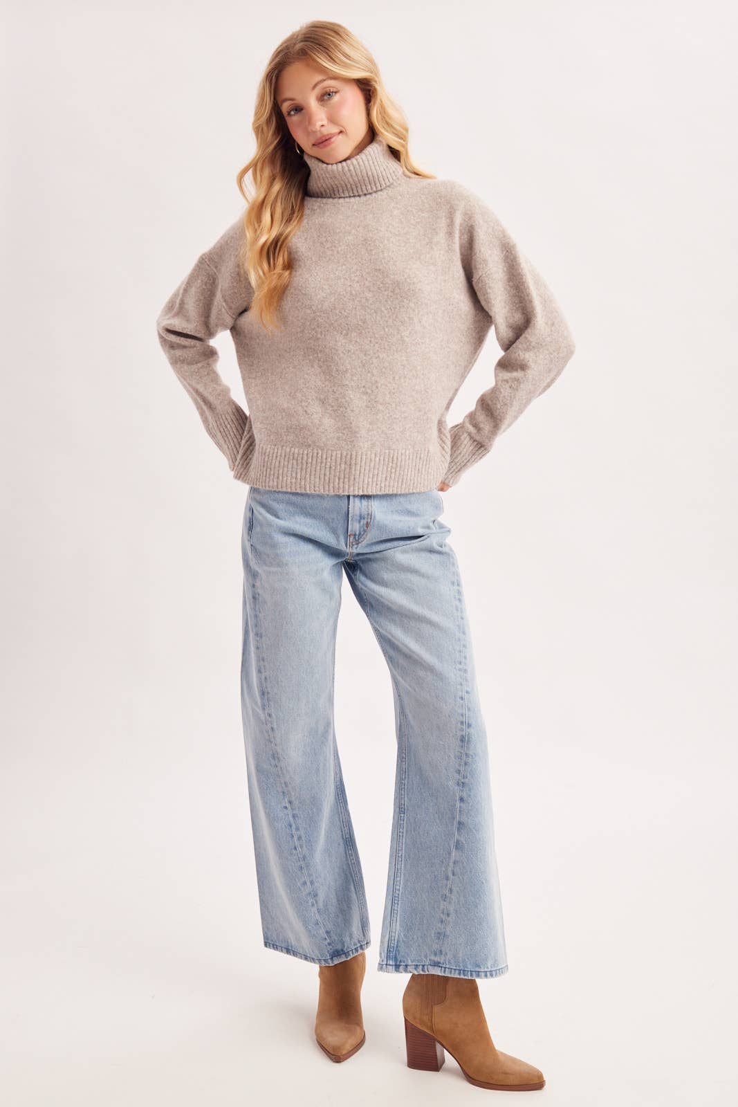 Seam-Front Wide-Leg Trouser Denim