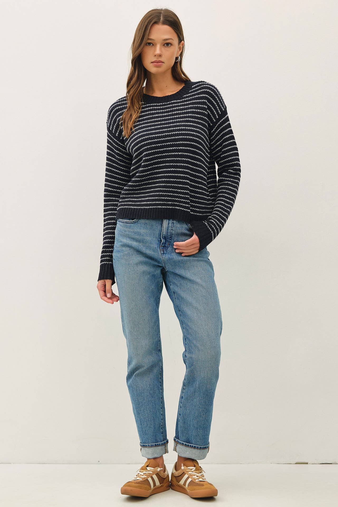 Striped Waffle Knit Sweater