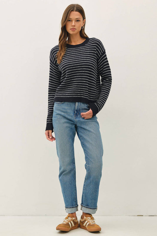 Striped Waffle Knit Sweater