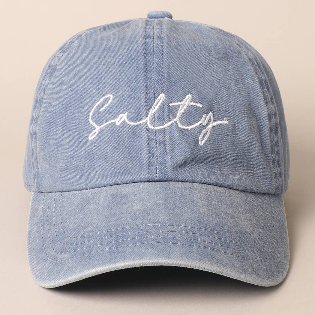 Salty Lettered Embroidery Baseball Cap