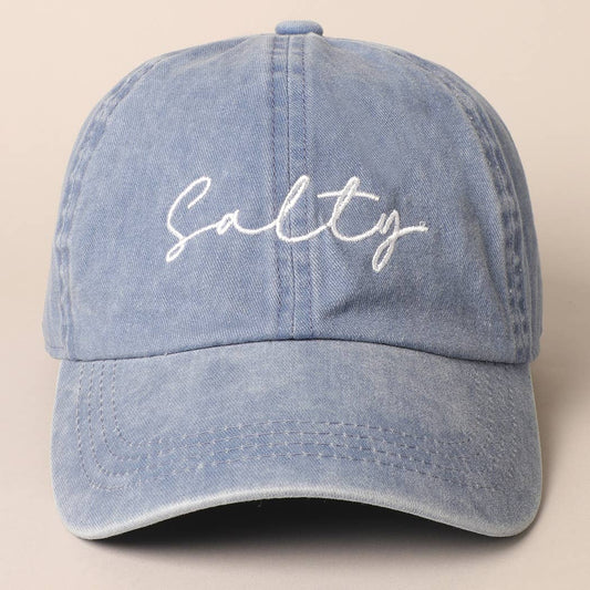 Salty Lettered Embroidery Baseball Cap