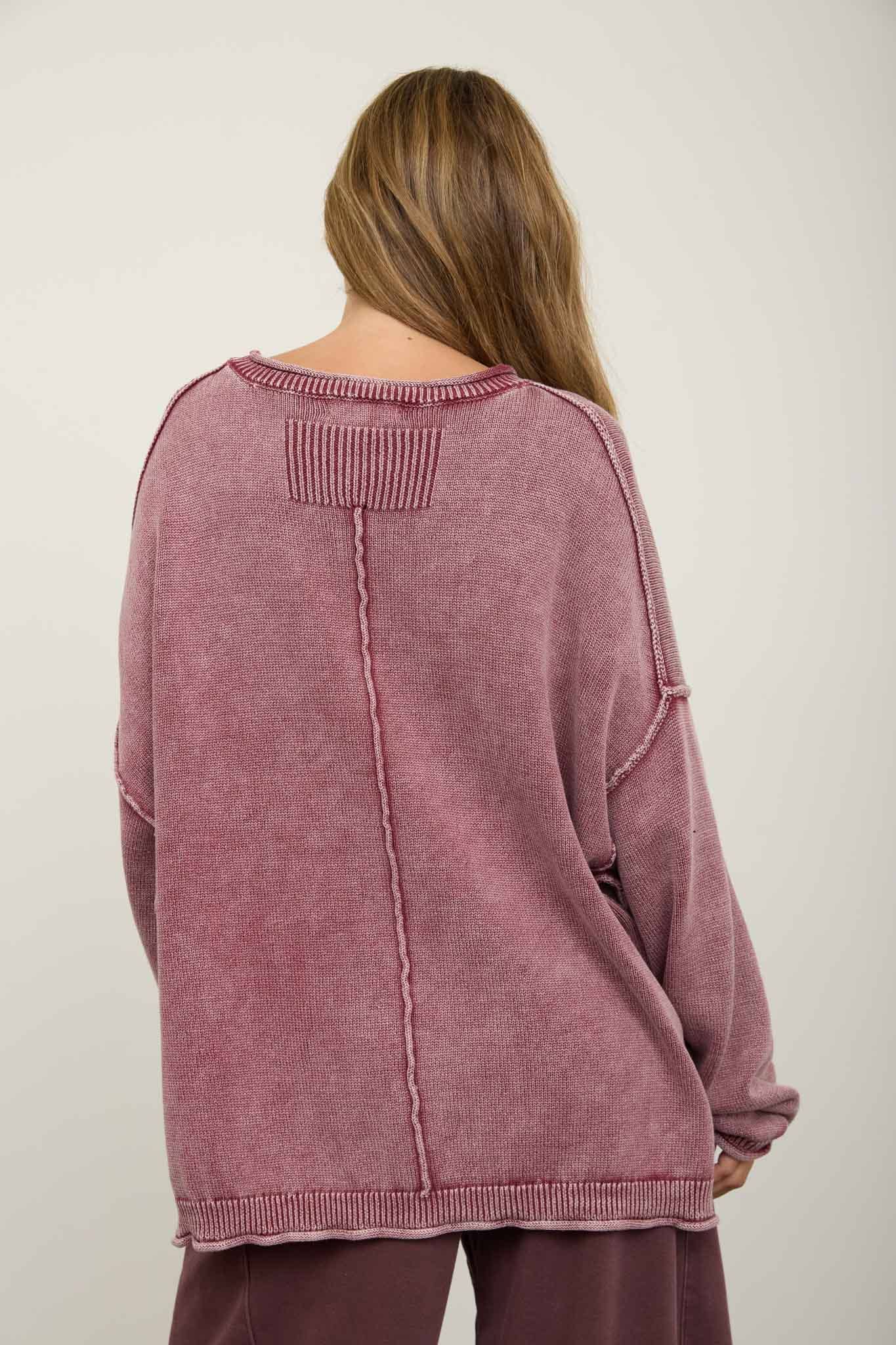 Raw Edge Drop Shoulder Sweater