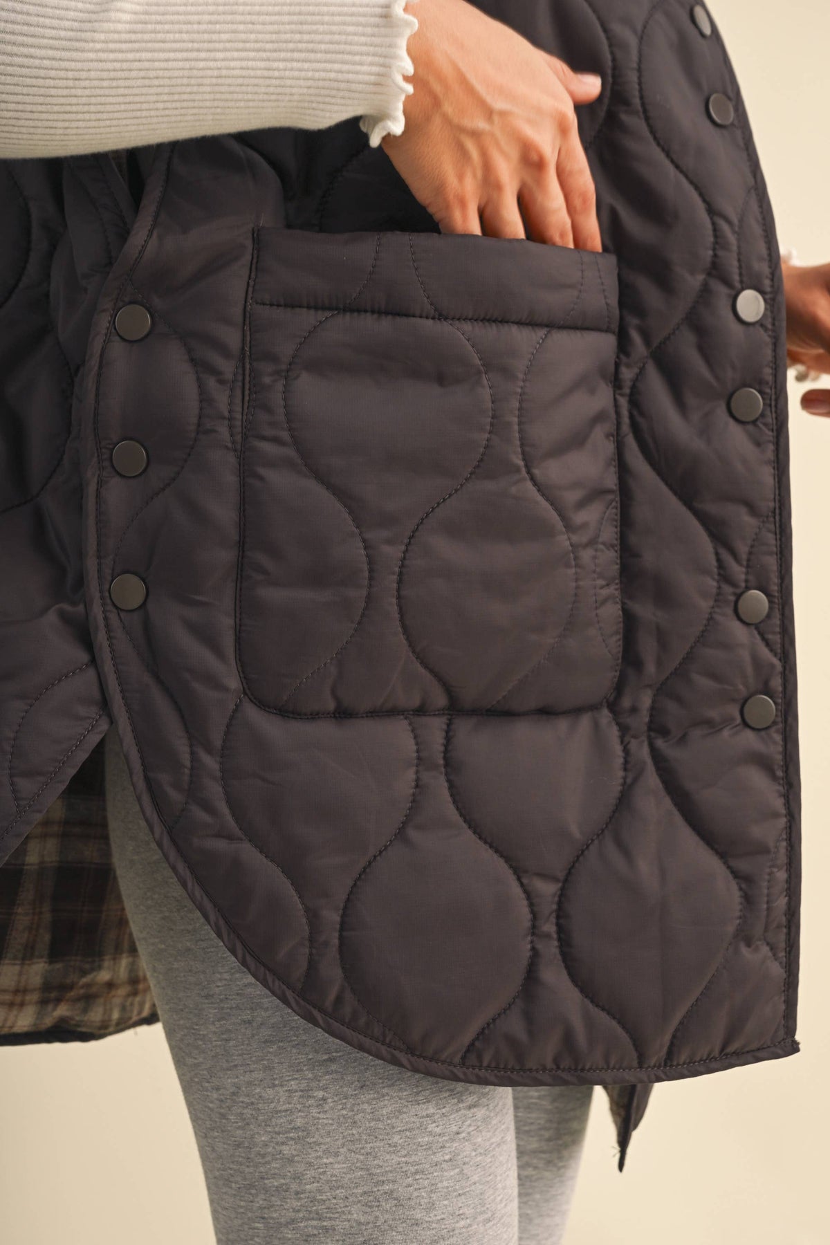 Oversized Reversible Quilted Plaid Vest