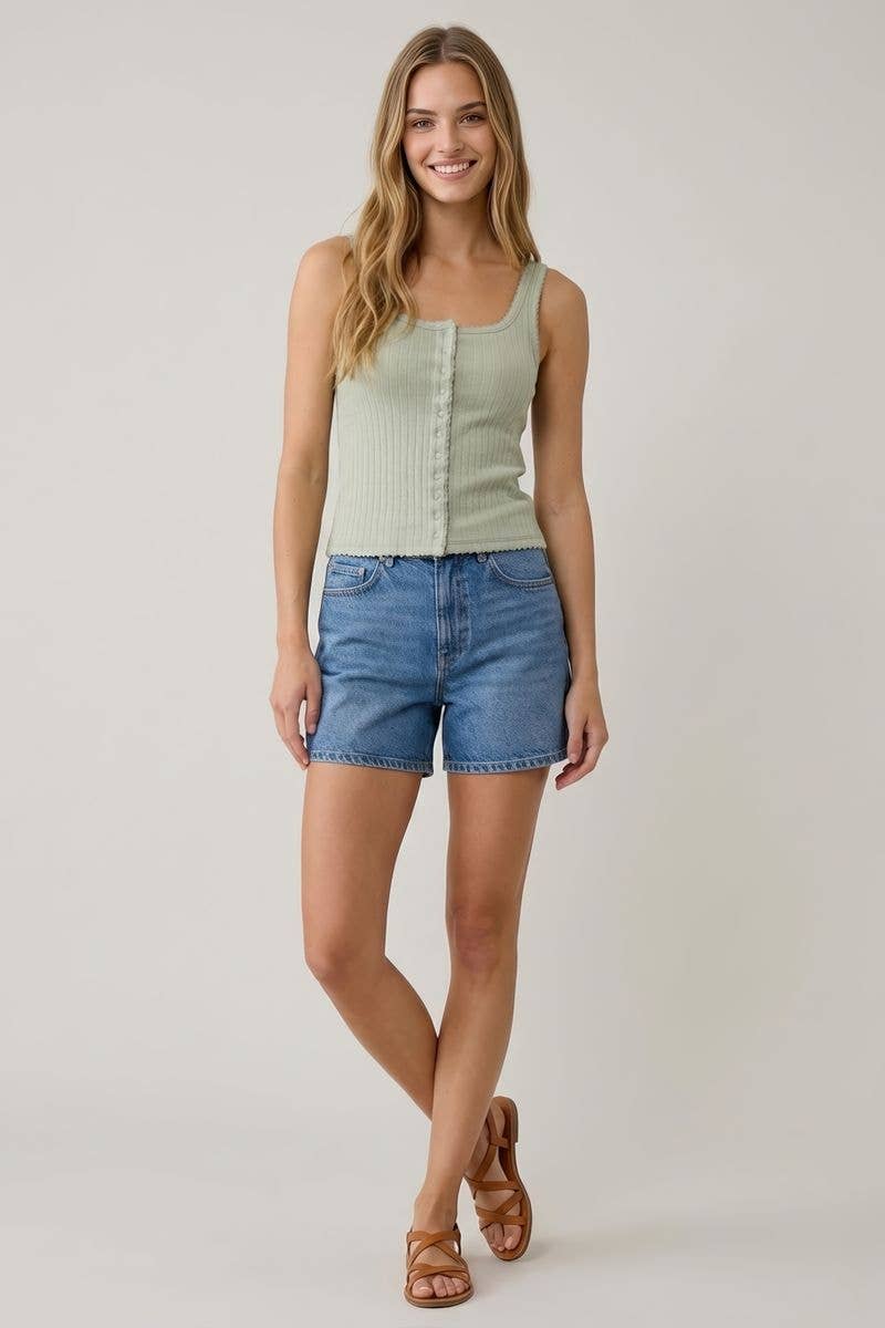 Contrast Stitching Tank Top
