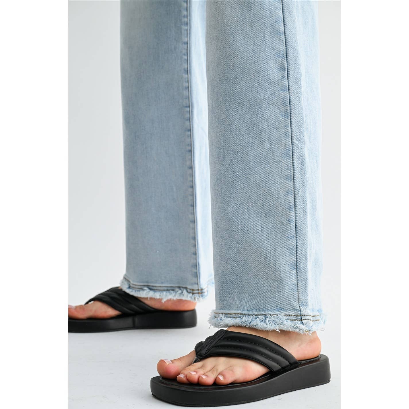 High-Rise Wide Leg Raw Hem