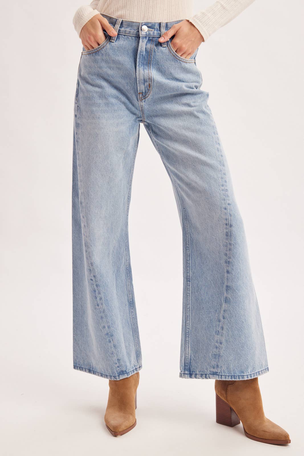 Seam-Front Wide-Leg Trouser Denim