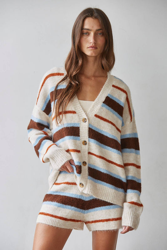 Multicolor Striped Buttondown Cardigan