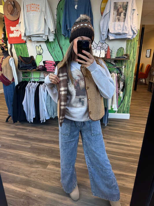 Reversible Plaid Sherpa Vest