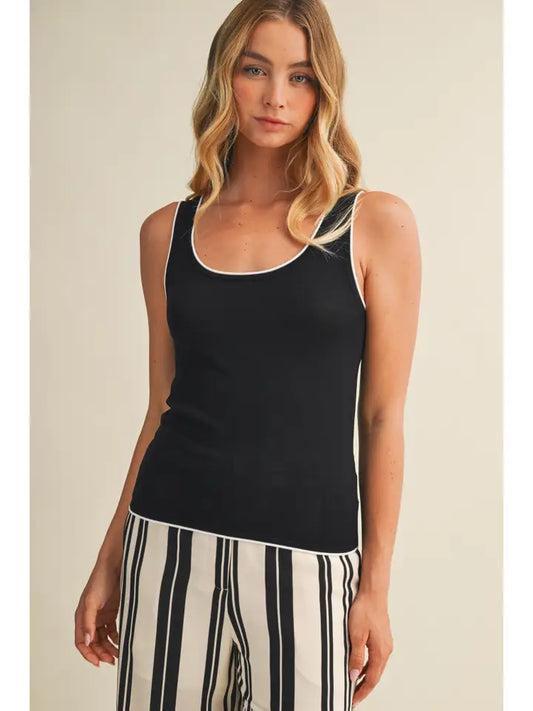 Contrast Tipped Sweater Tank Top