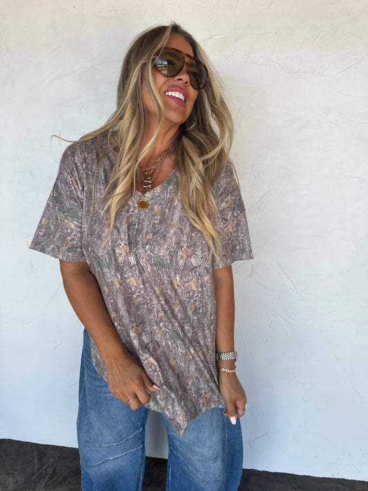 Joey V Neck Camo Tee