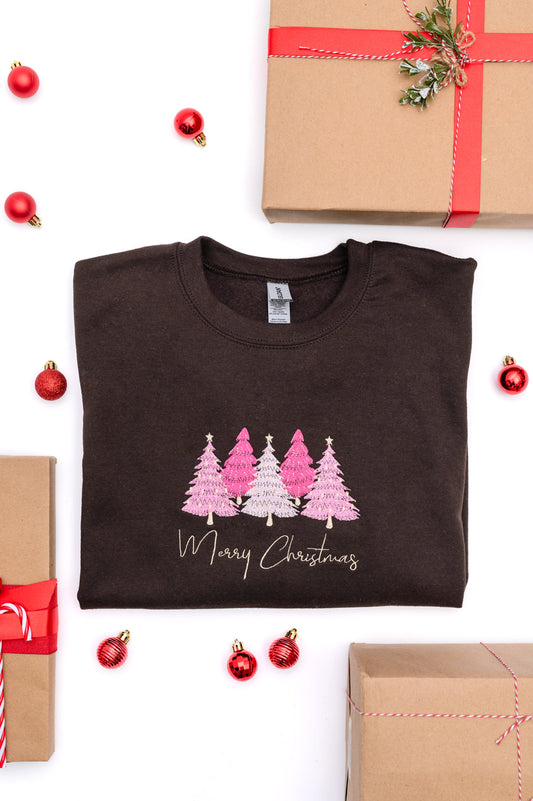 PREORDER: Merry Trees Embroidered Sweatshirt