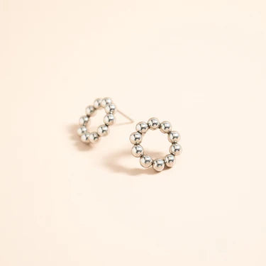 18K Gold PVD Stainless Steel Circle Ball Stud Earrings