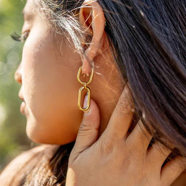 18K Gold PVD Stainless Steel Convertible Huggie Earrings