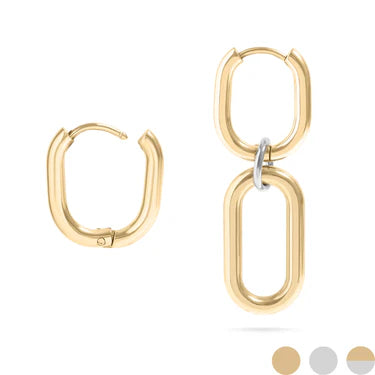18K Gold PVD Stainless Steel Convertible Huggie Earrings