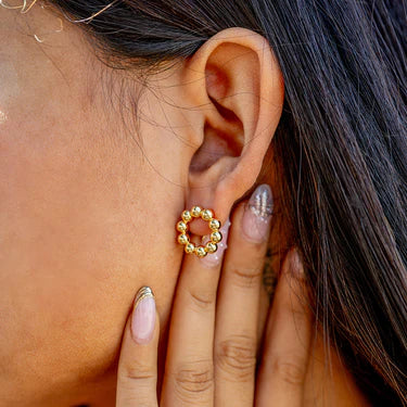 18K Gold PVD Stainless Steel Circle Ball Stud Earrings