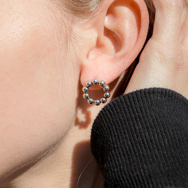 18K Gold PVD Stainless Steel Circle Ball Stud Earrings