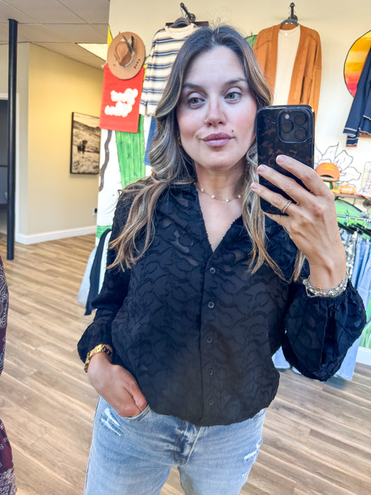Jacquard Burnout Blouse