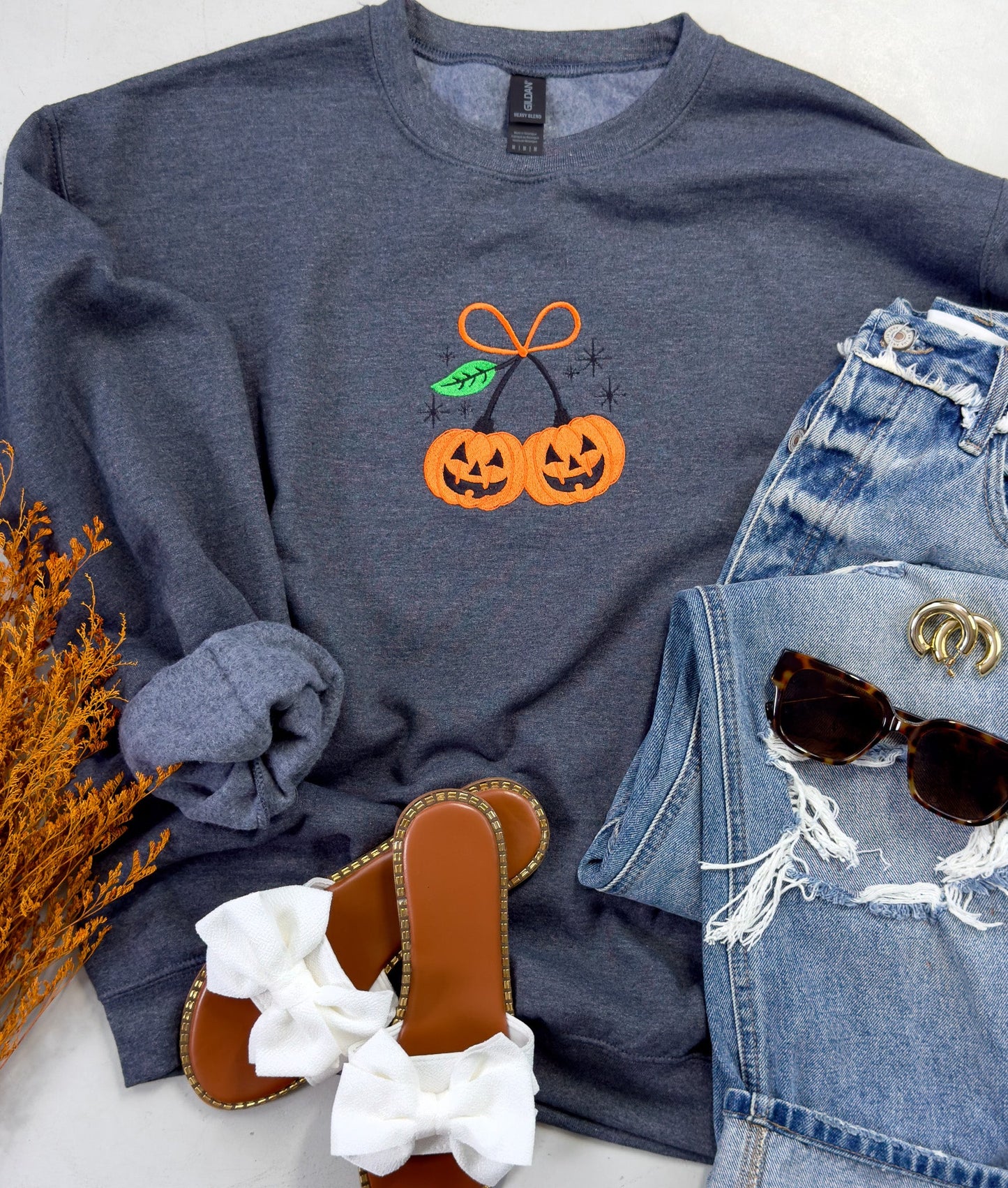 Embroidered Pumpkin Crewneck