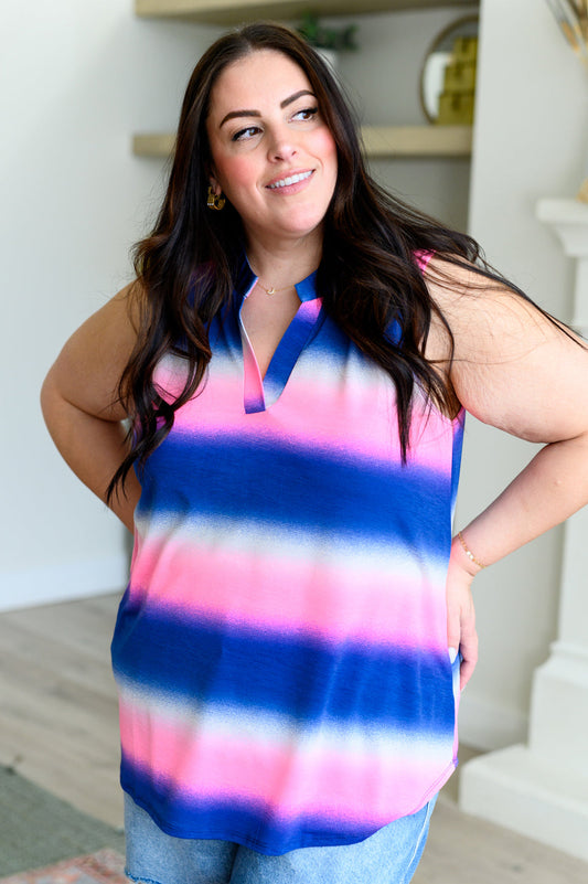 Lizzy Pop Tank Top in Blue and Pink Haze