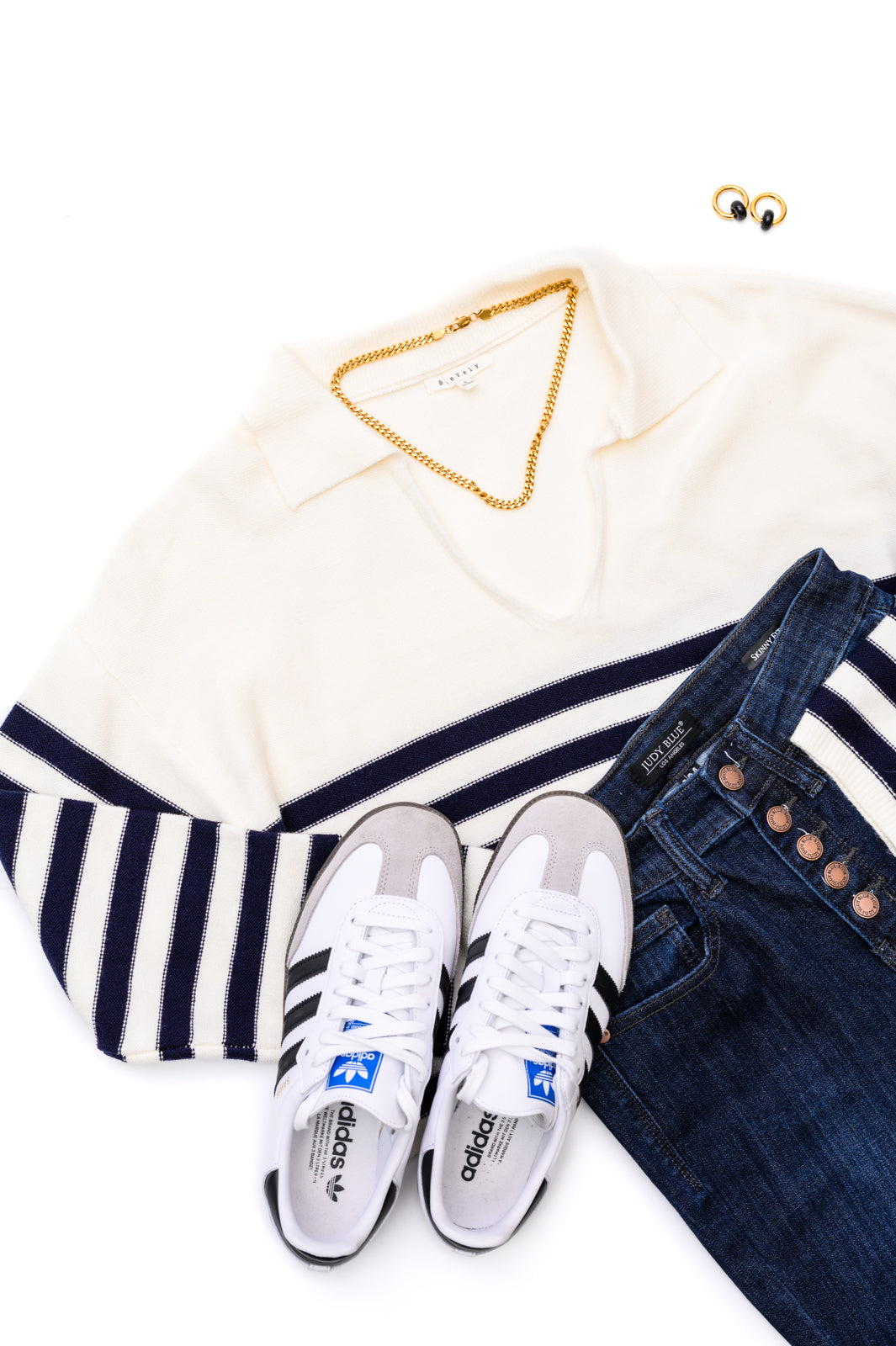 Memorable Moments Striped Sweater in White