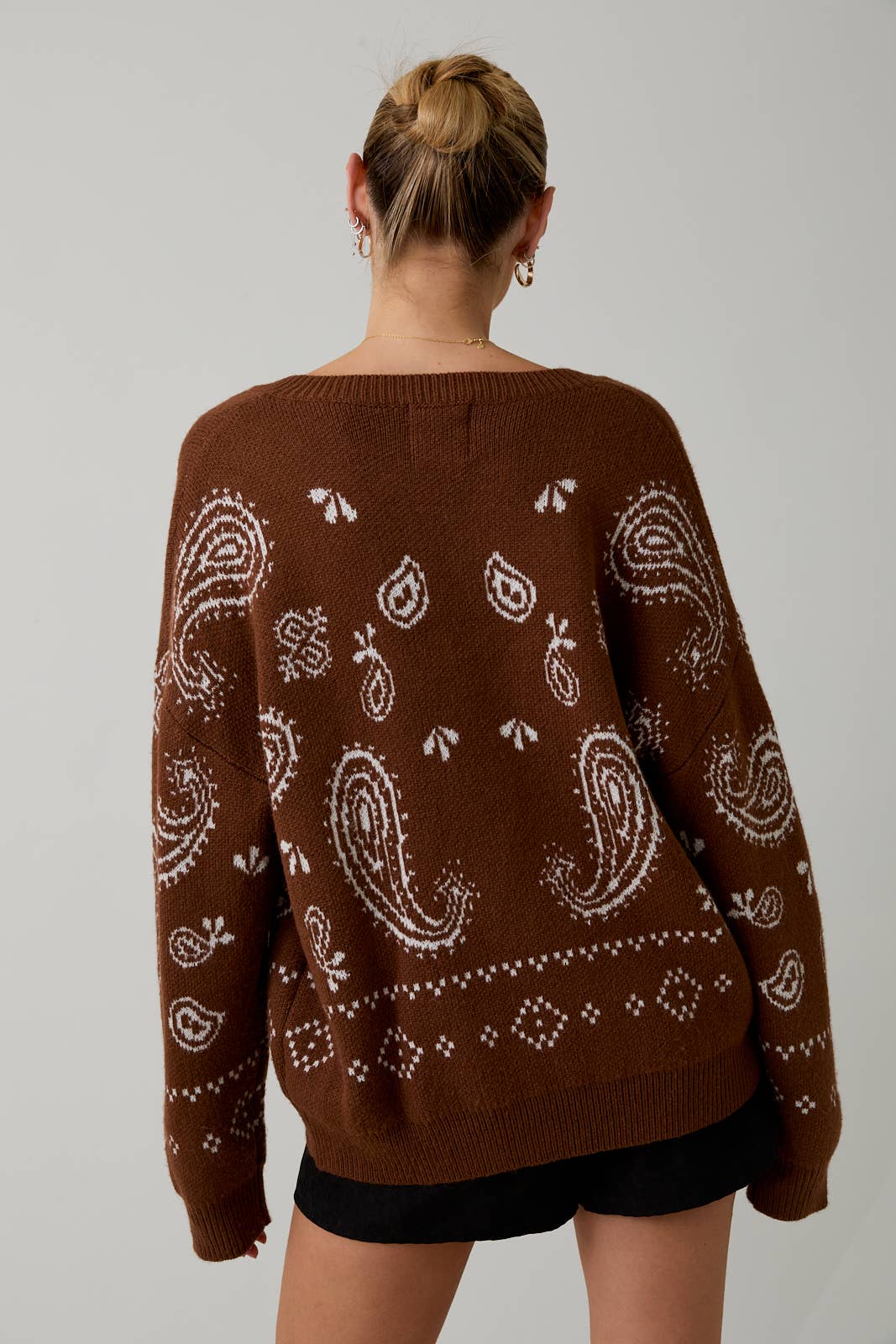 Chocolate Paisley Pattern Cardigan