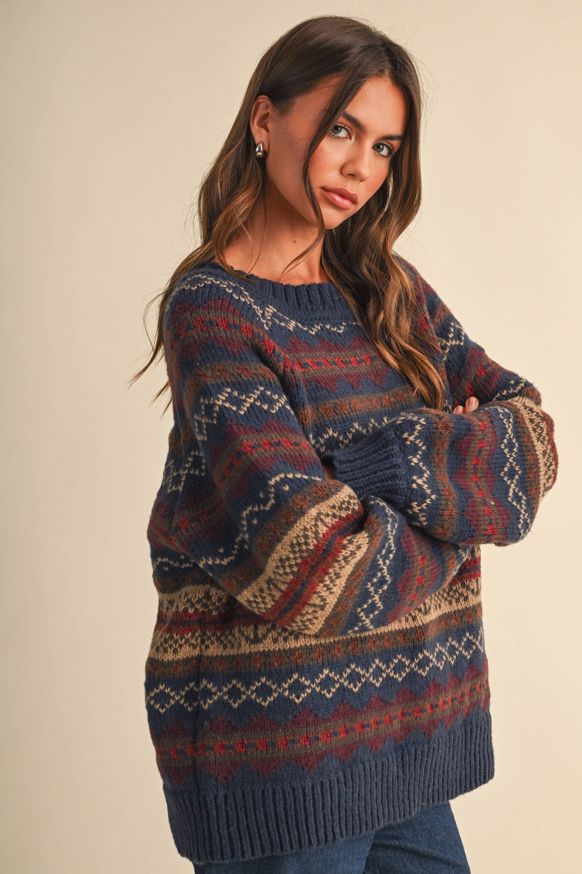Fair Isle Thick Knit Sweater