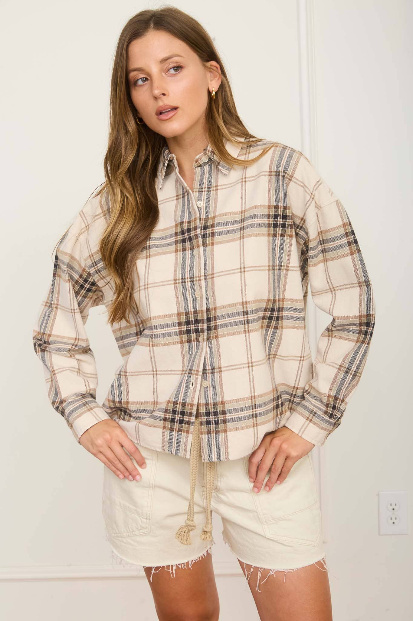 Plaid Button Down Khaki