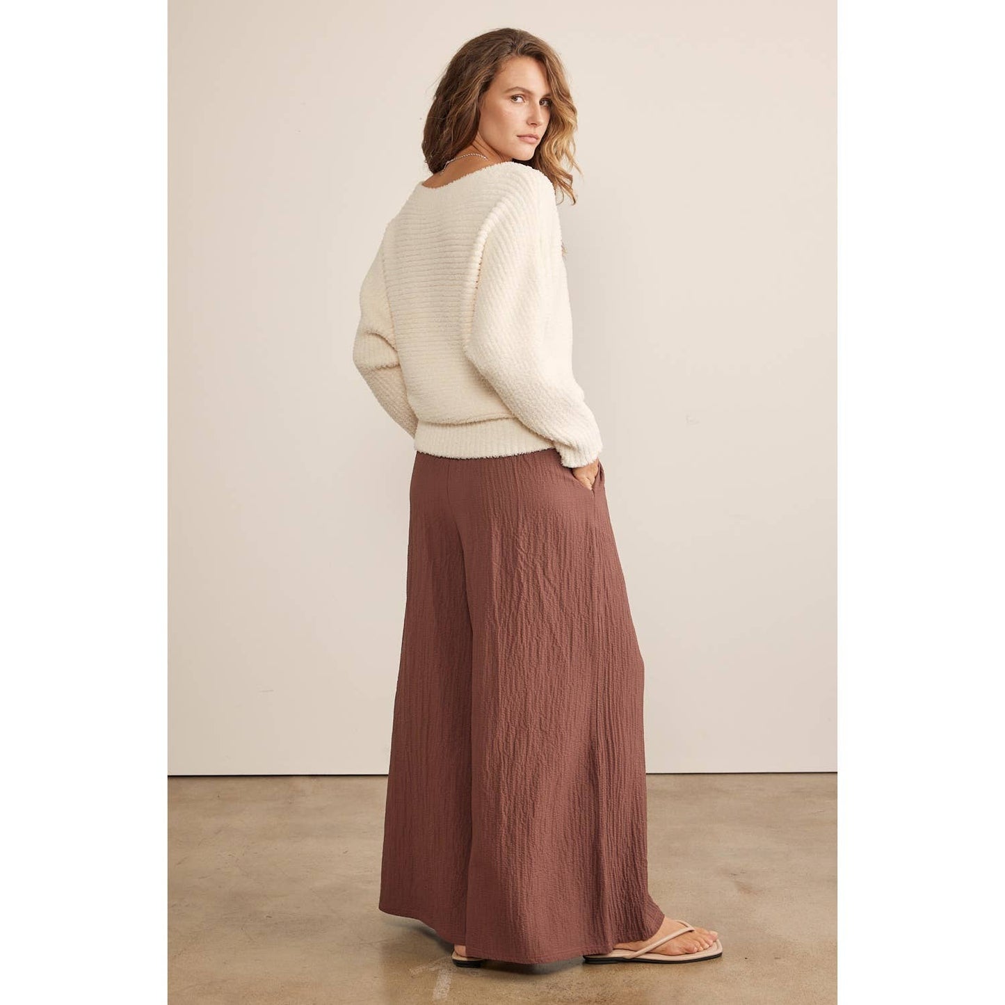 Wonka Chocolate Textured Wide Leg Pants