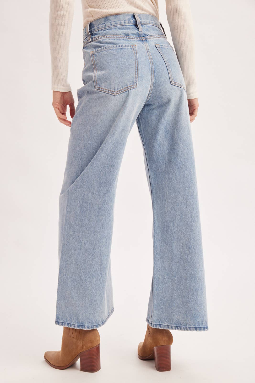 Seam-Front Wide-Leg Trouser Denim