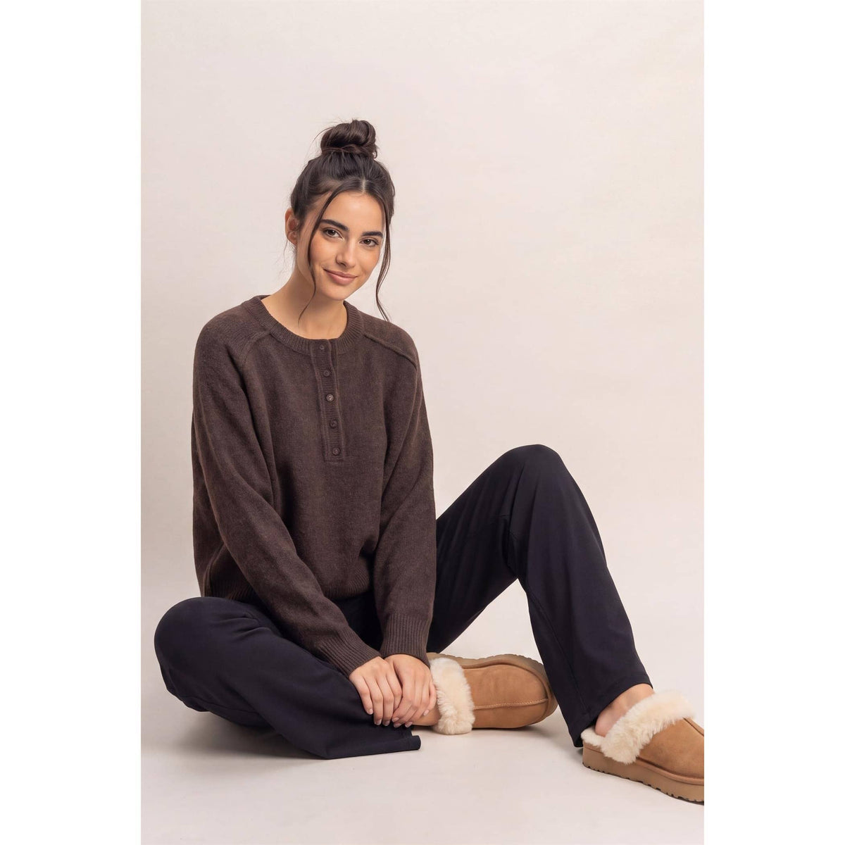 Henley Sweater With Reverse Seams
