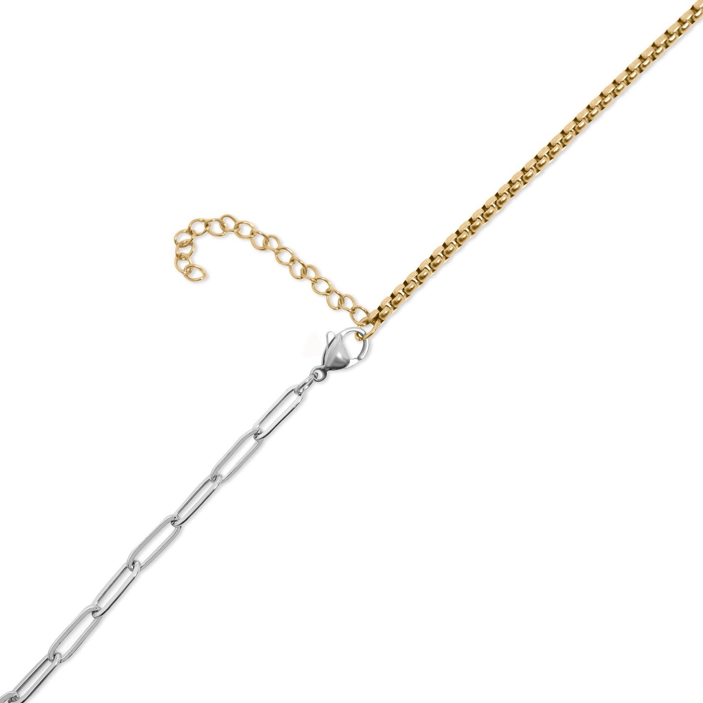 Mixed Metal Paperclip Carabiner Necklace