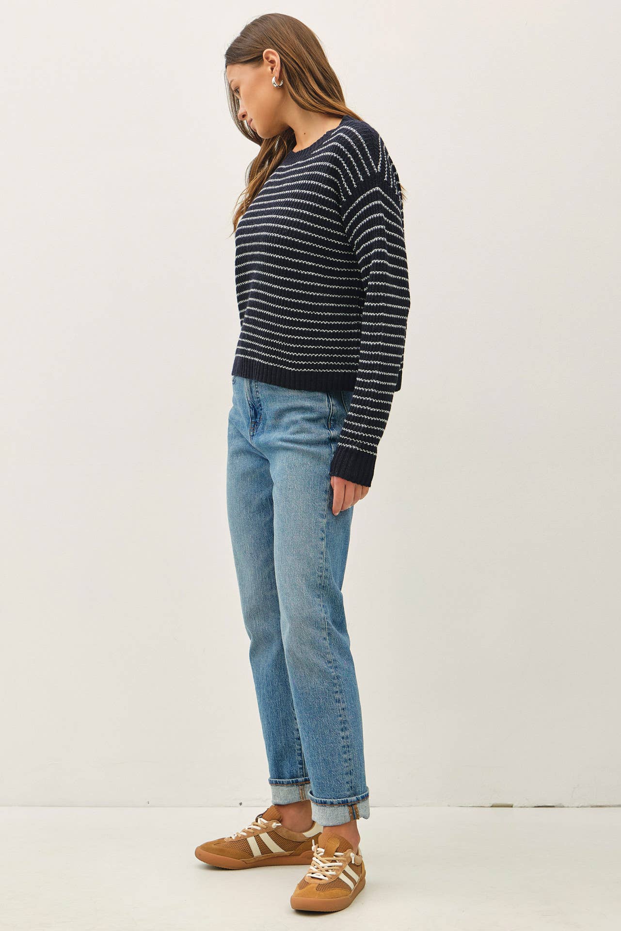 Striped Waffle Knit Sweater