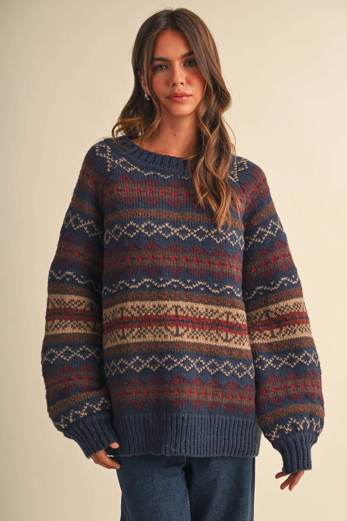 Fair Isle Thick Knit Sweater