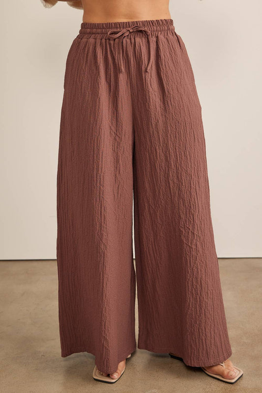 Wonka Chocolate Textured Wide Leg Pants