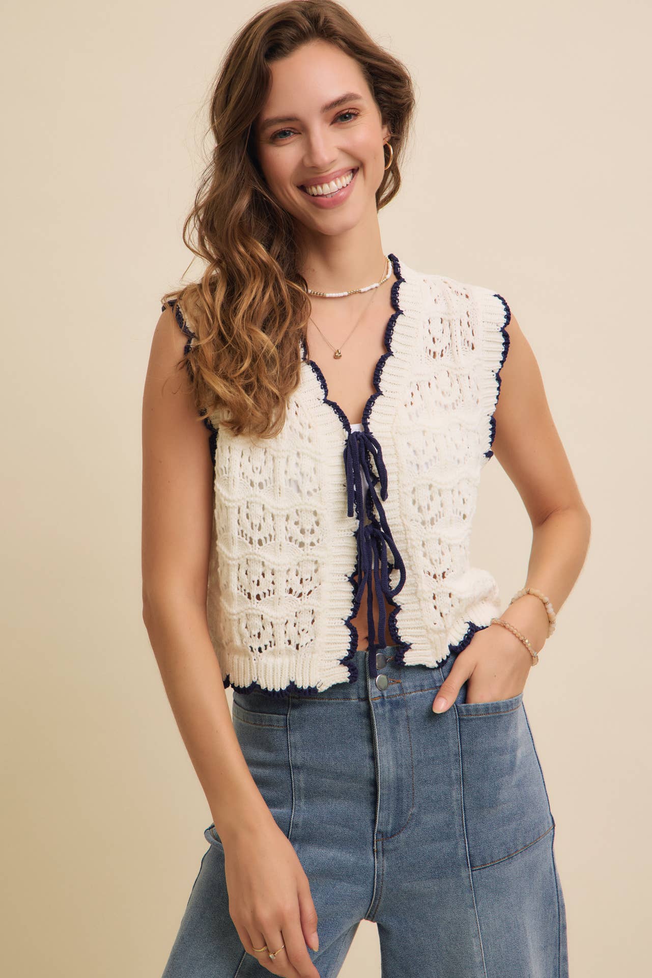 Scalloped Hem Crochet Vest