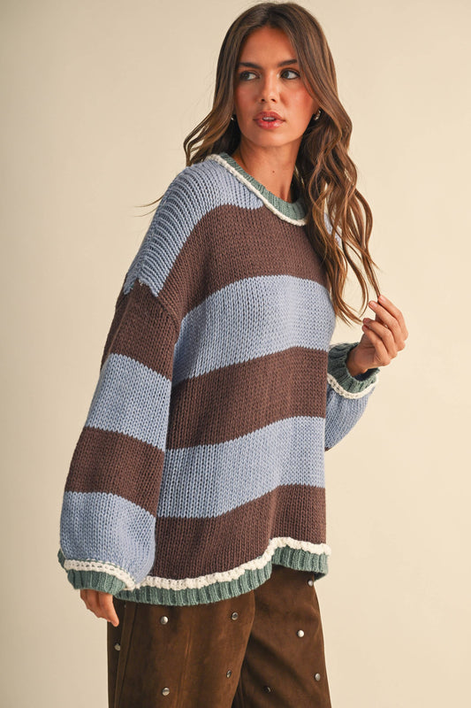 Cozied Up Wide Striped Sweater Top