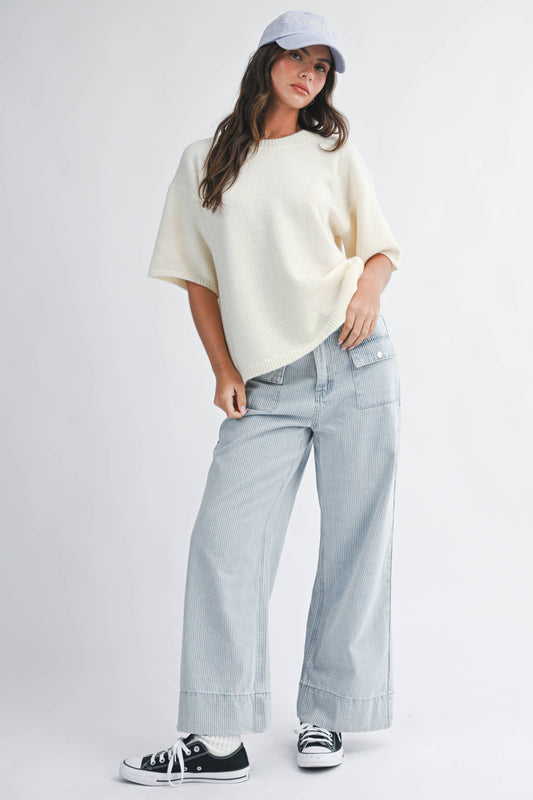 Effortless Short Sleeve Knit Sweater