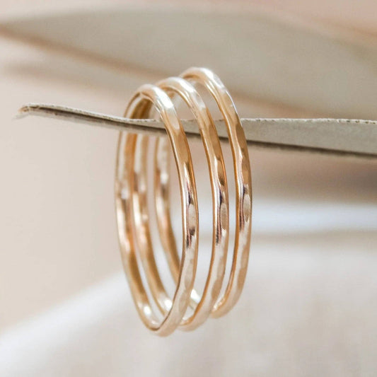 Thin Hammered Stacking Ring |14k Gold Fill & Sterling Silver