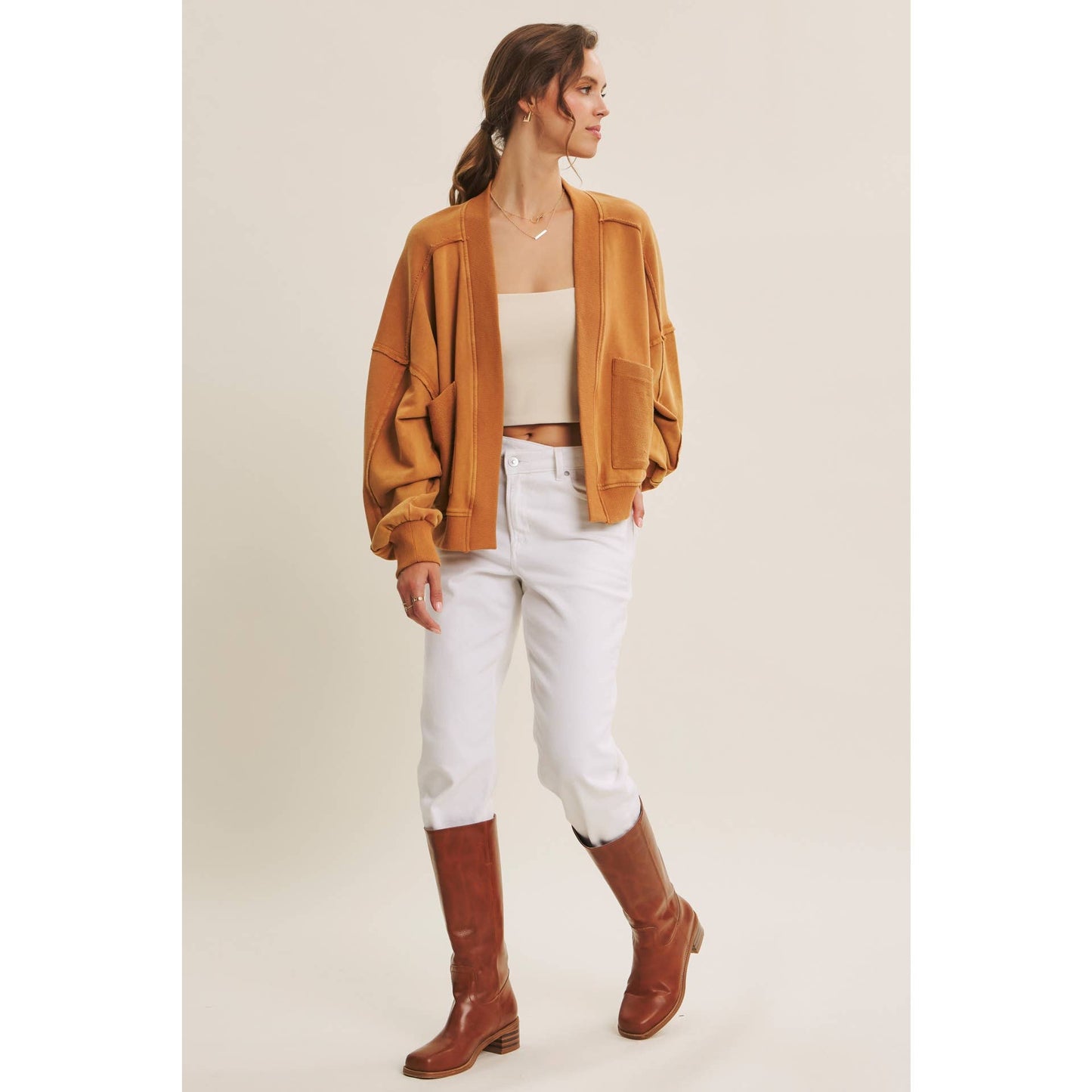 Cozy Mineral-Washed French Terry Cardigan