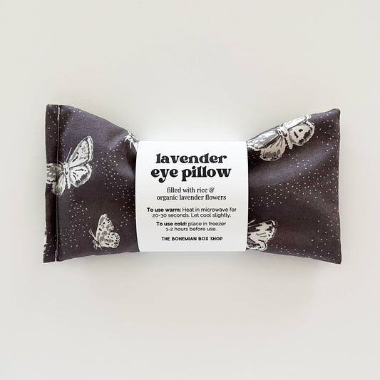 Lavender Eye Pillow - Gray White Butterflies