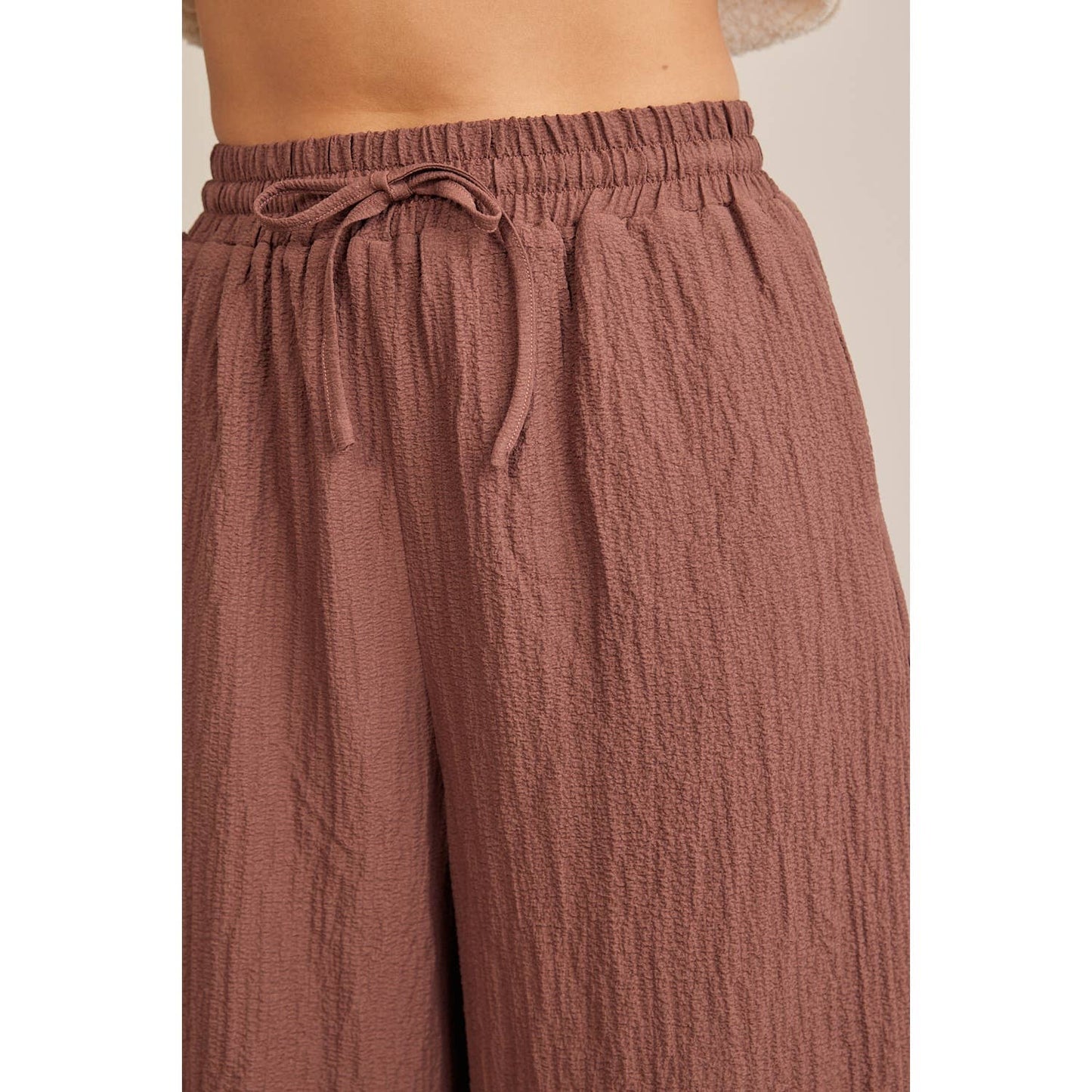 Wonka Chocolate Textured Wide Leg Pants