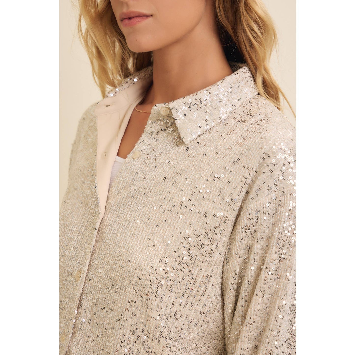 Make A Statement Sequin Button-Down Shirt