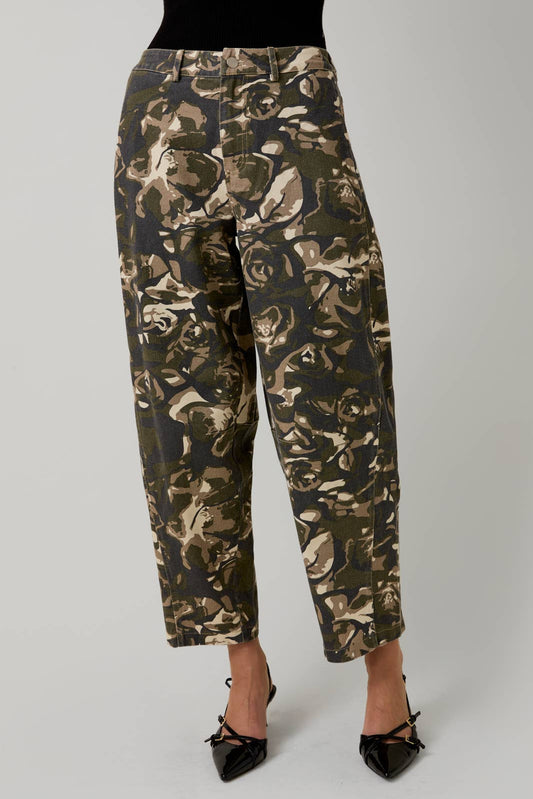 Military Print Barrel Pants