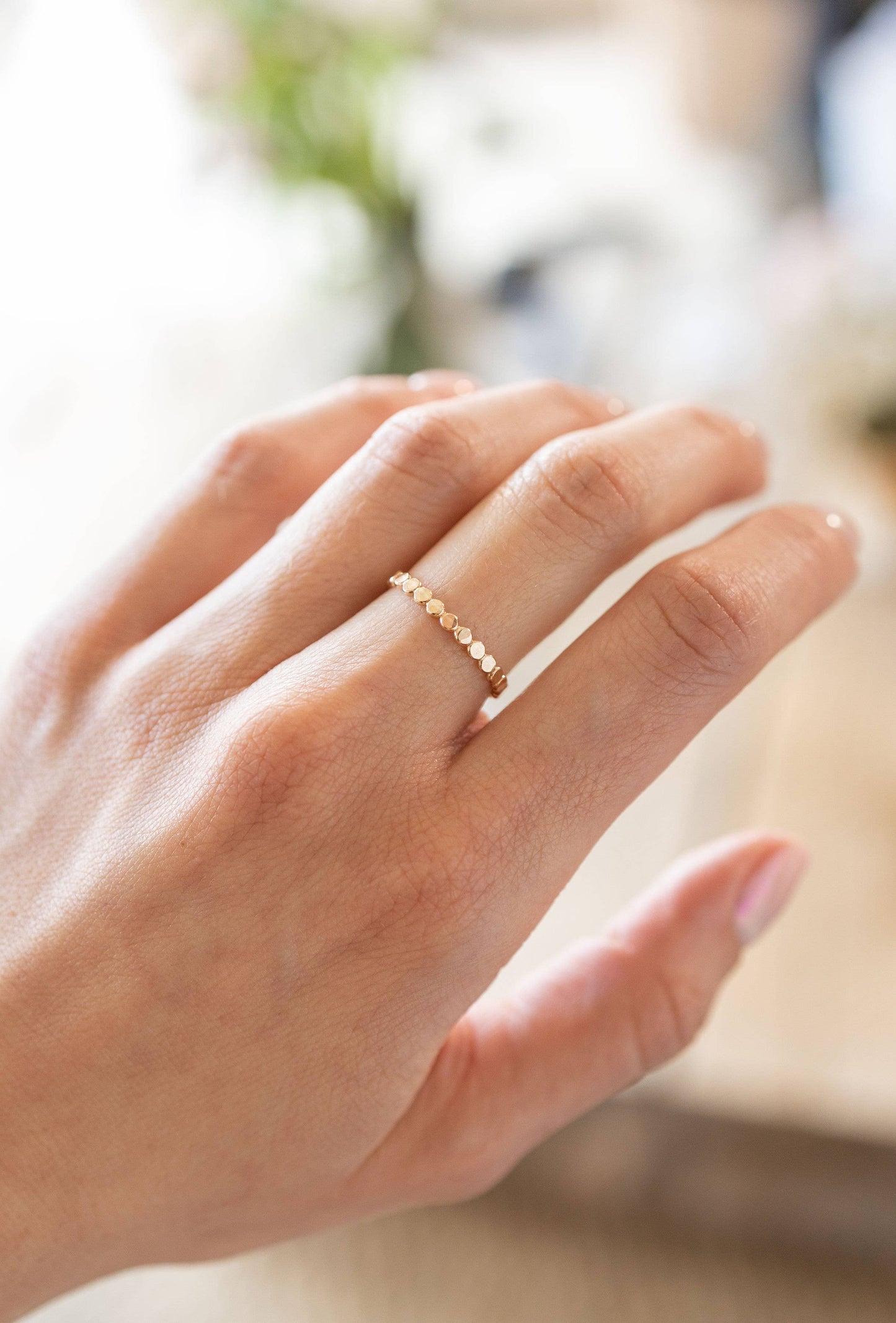 Coin Hammered Disc Stacking Ring in 14k Gold Filled